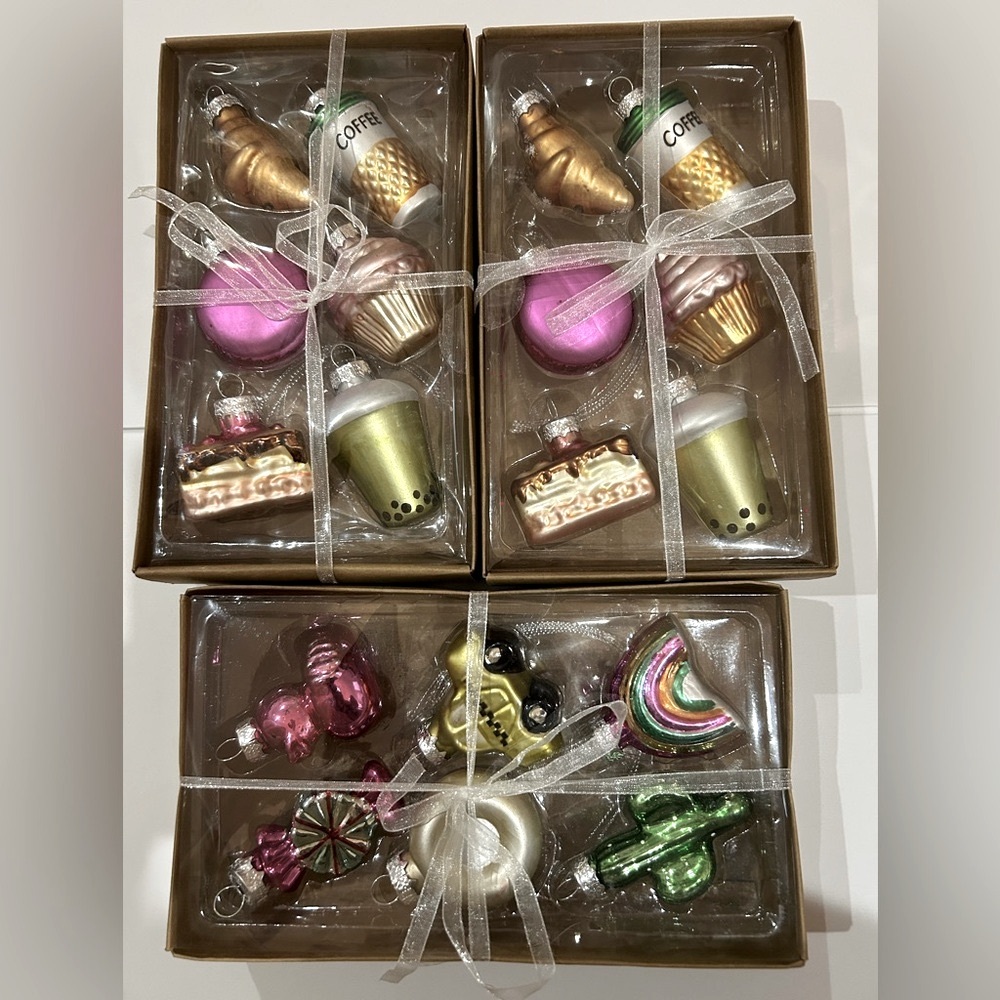 🆕 Three Boxes of Six(6) Miniature Glass Ornament Sets